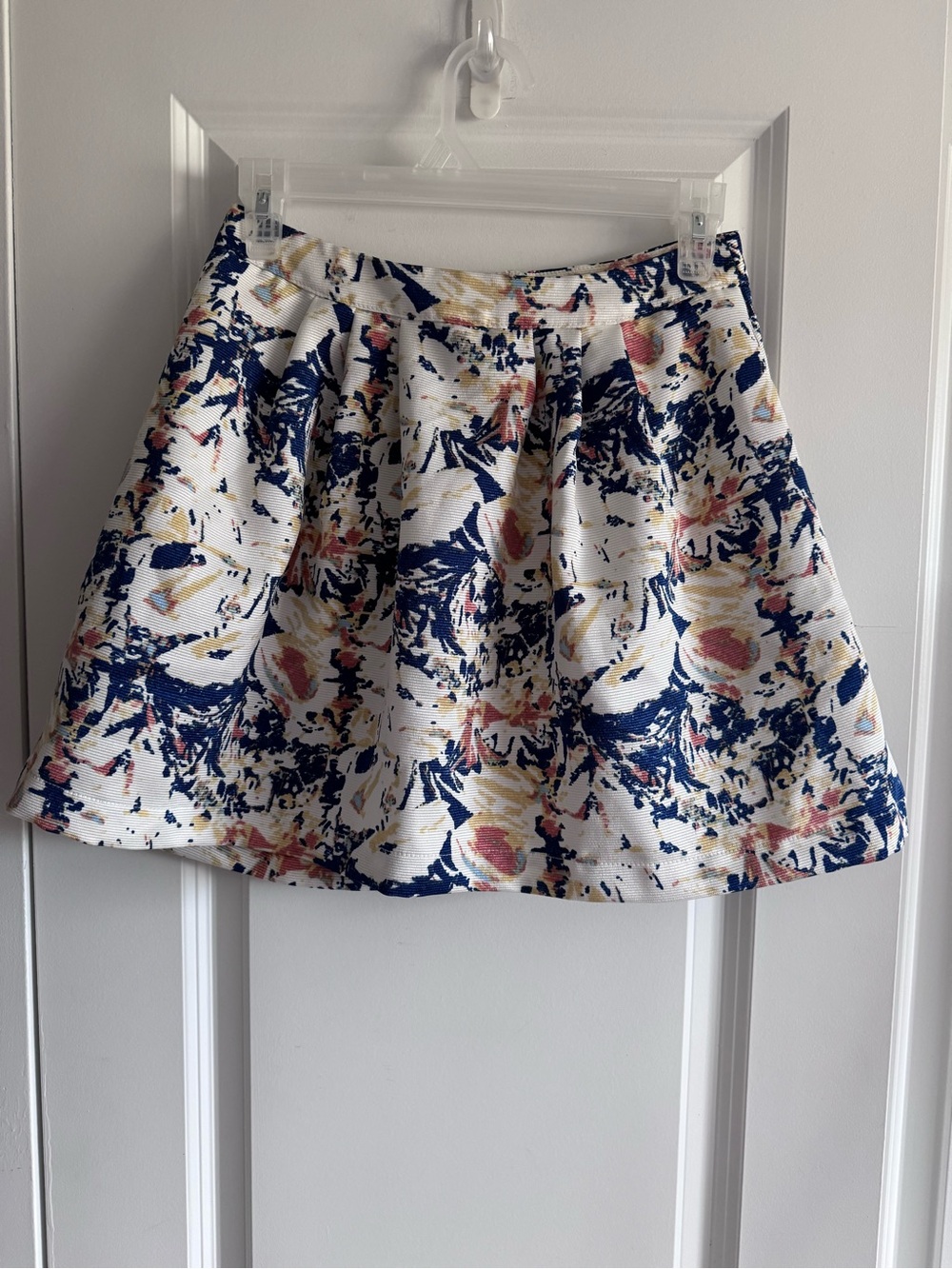 Pim + Larkin White Floral Circle Skirt with Navy & Blush Accents